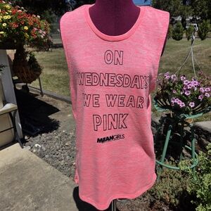 Pink Sleeveless Muscle Tee Black Print, Meangirls Size XL. GGCP